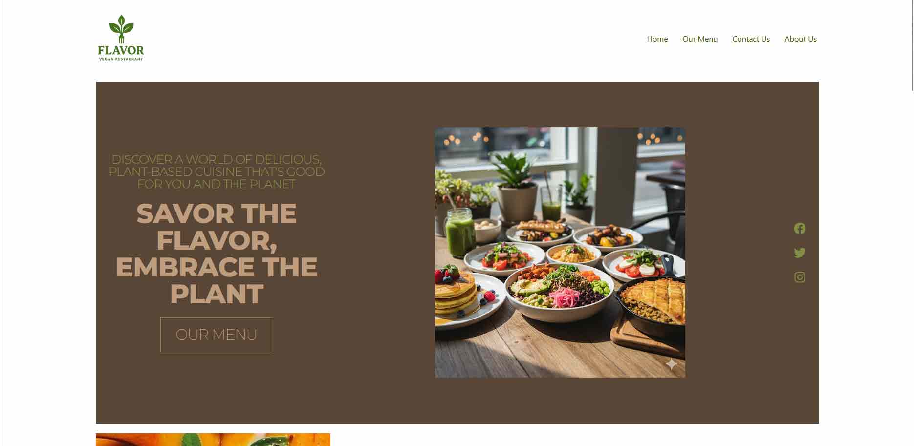 An image of the Flavor Bistro website