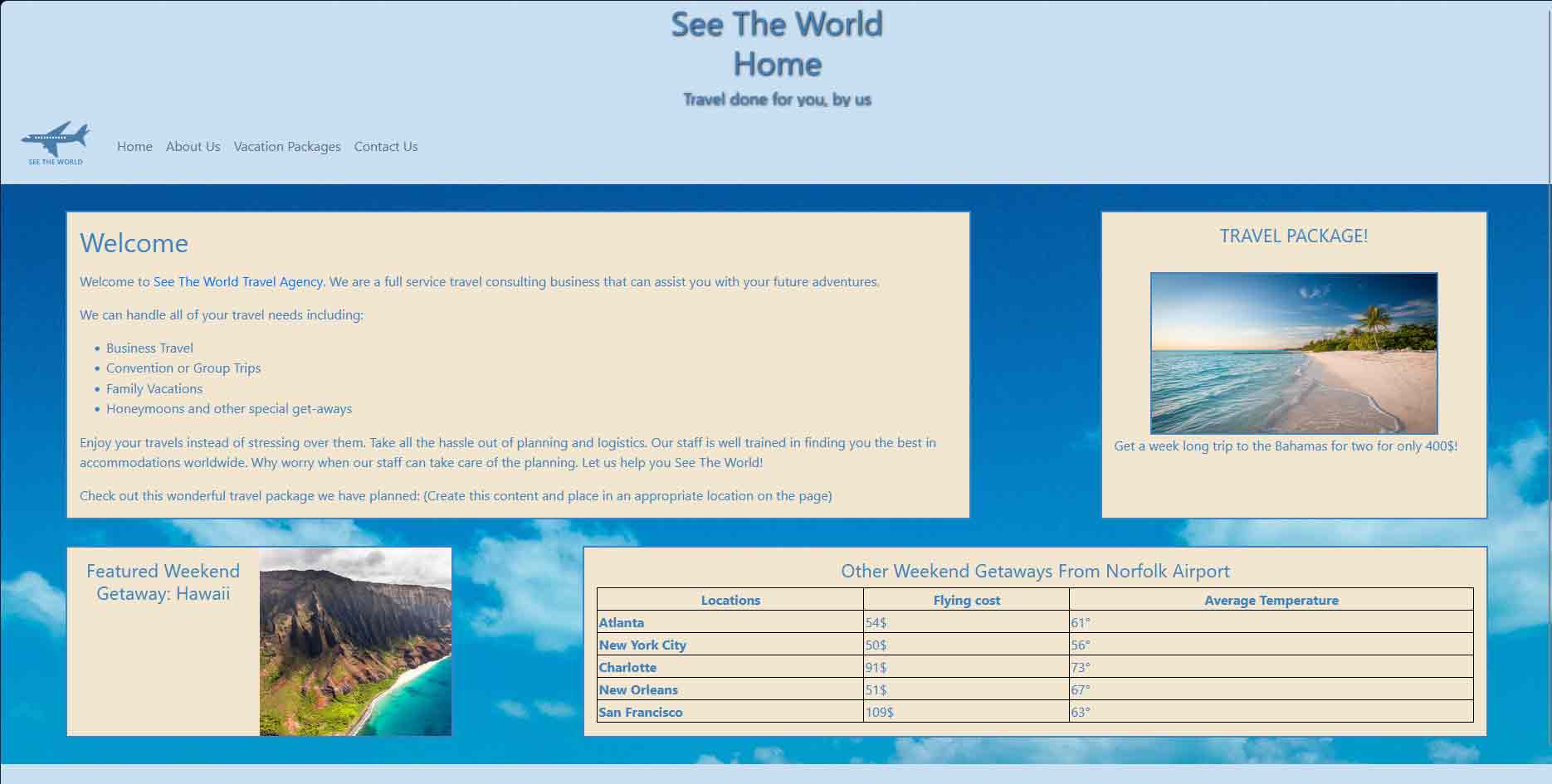 An image of the See The World website